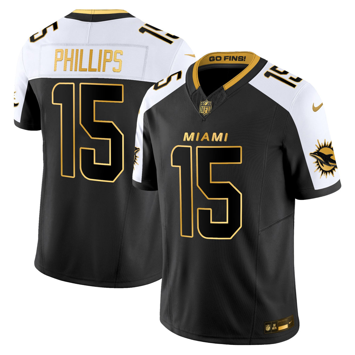 Men's Miami Dolphins 2025 "Rivalries" Gold Vapor Limited Jersey - All Stitched