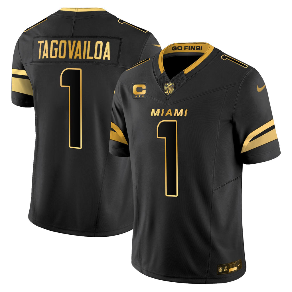 Men's Miami Dolphins 2025 "Rivalries" Gold Vapor Limited Jersey - All Stitched