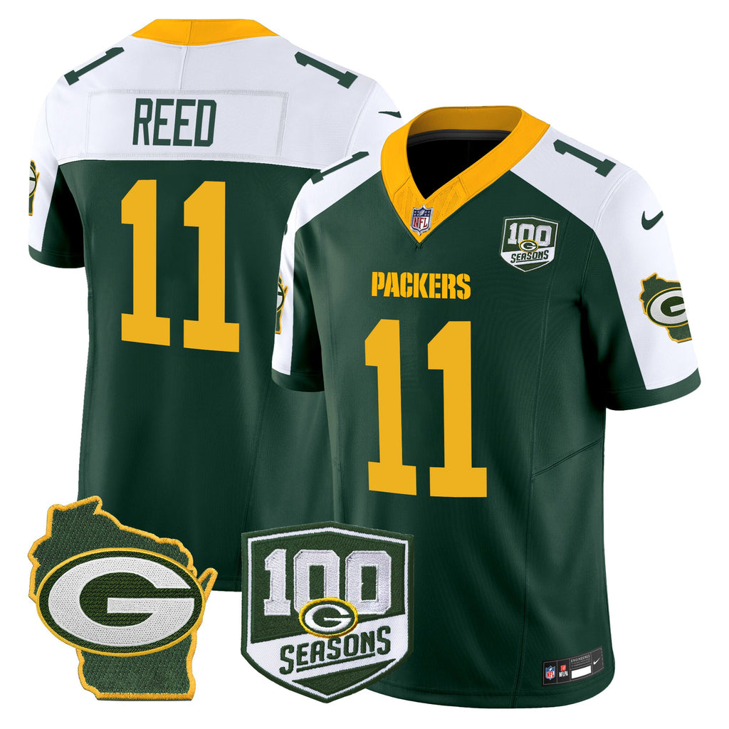 Men's Green Bay Packers 100th Season & Home Patch Vapor Limited Jersey - All Stitched