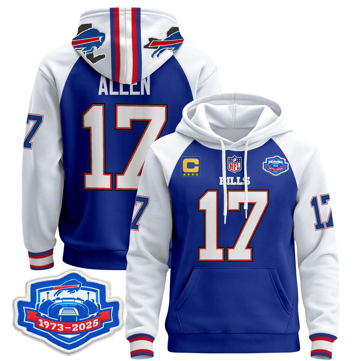 Men's Buffalo Bills 2025 Farewell Season Patch Pullover Hoodie - All Stitched