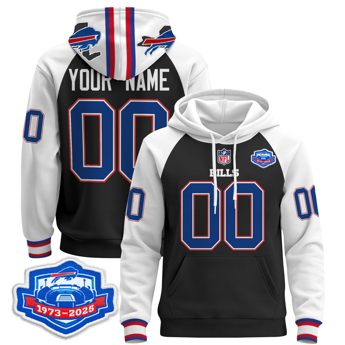 Buffalo Bills 2025 Farewell Season Patch Custom Pullover Hoodie - All Stitched