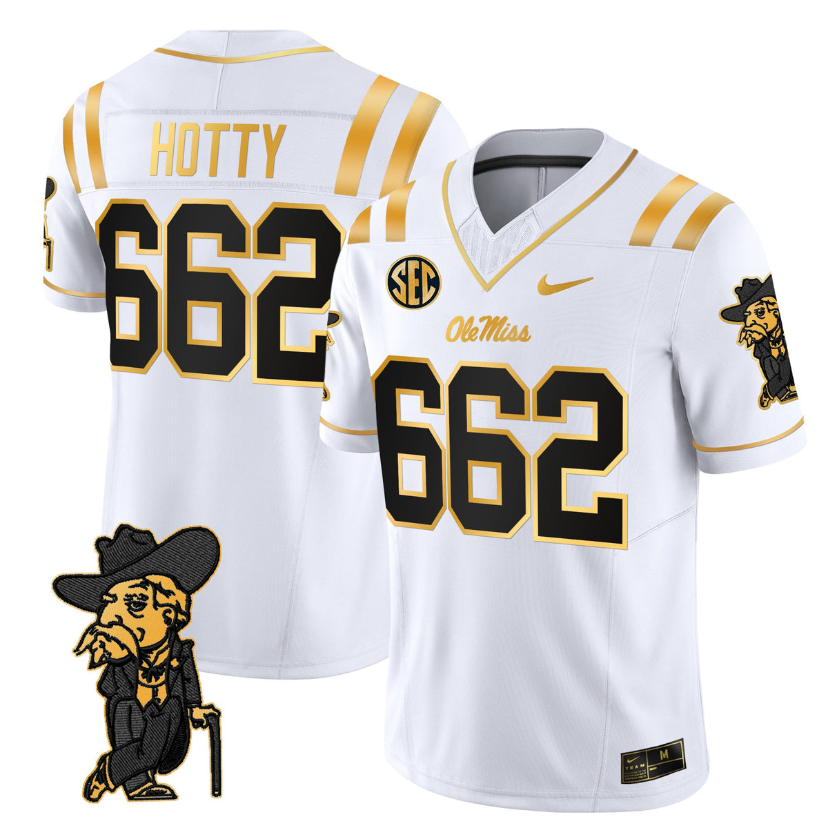 Men's Ole Miss Rebels 2025 Gold Vapor Limited Jersey - All Stitched