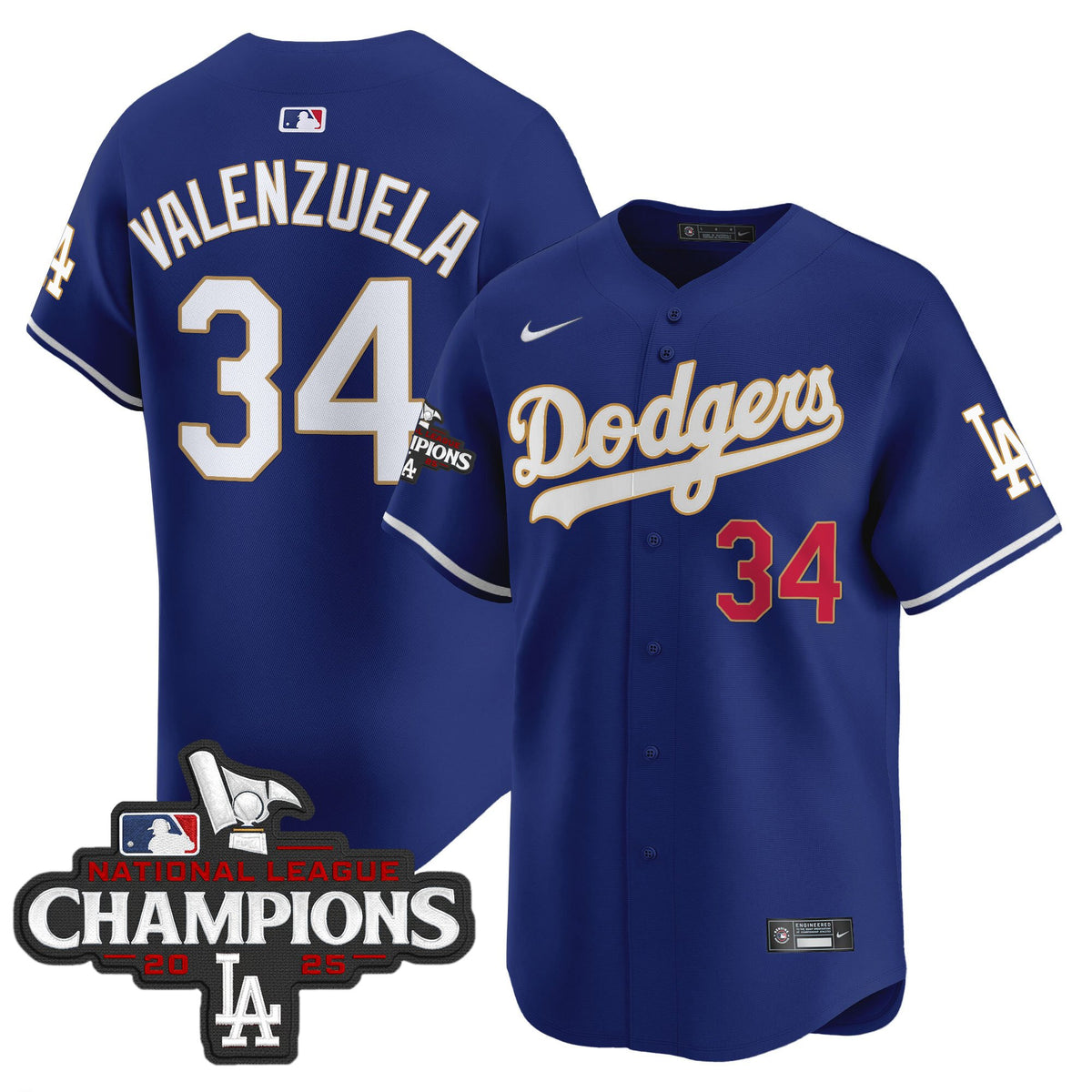 Men's Dodgers 2025 National League Champions Vapor Premier Limited Jersey - All Stitched