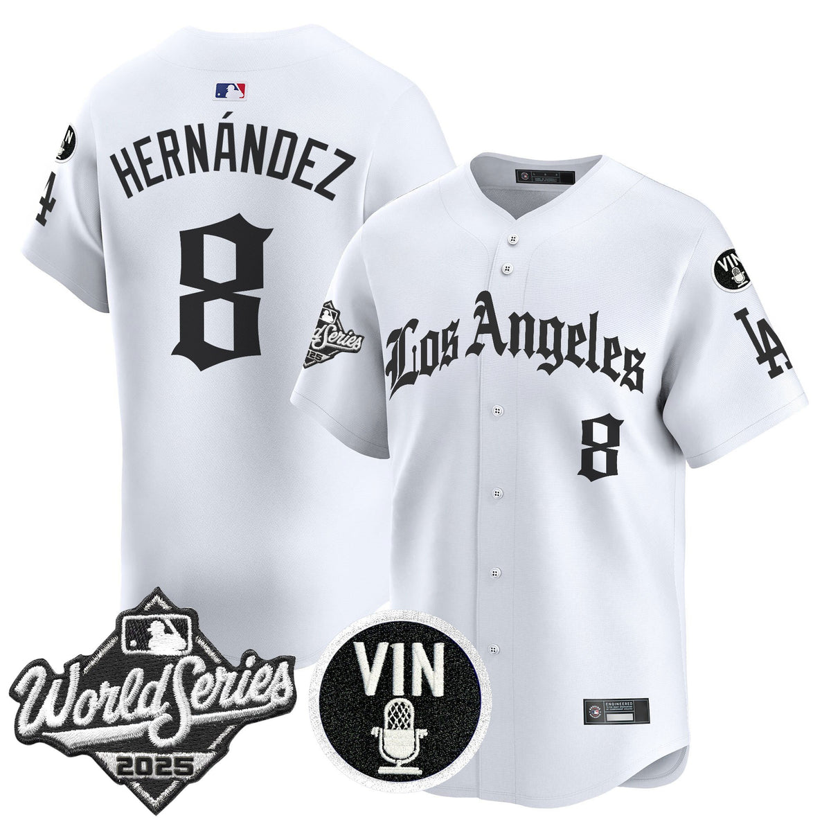 Men's Dodgers 2025 World Series Vapor Premier Limited Jersey - LA Gothic Edition - All Stitched