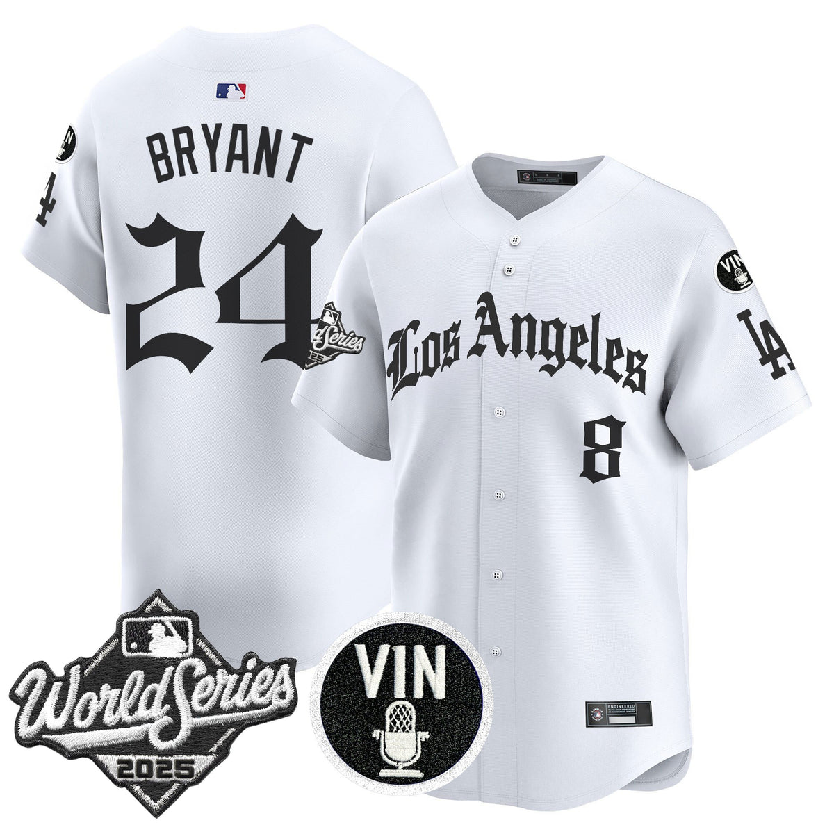 Men's Dodgers 2025 World Series Vapor Premier Limited Jersey - LA Gothic Edition - All Stitched