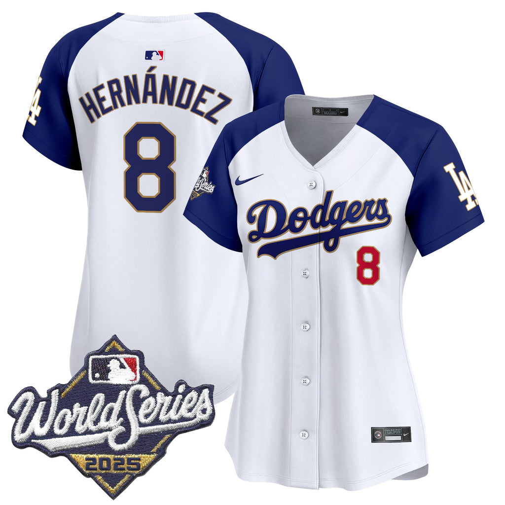 Women's Dodgers 2025 World Series Gold Trim Vapor Premier Limited Jersey - All Stitched