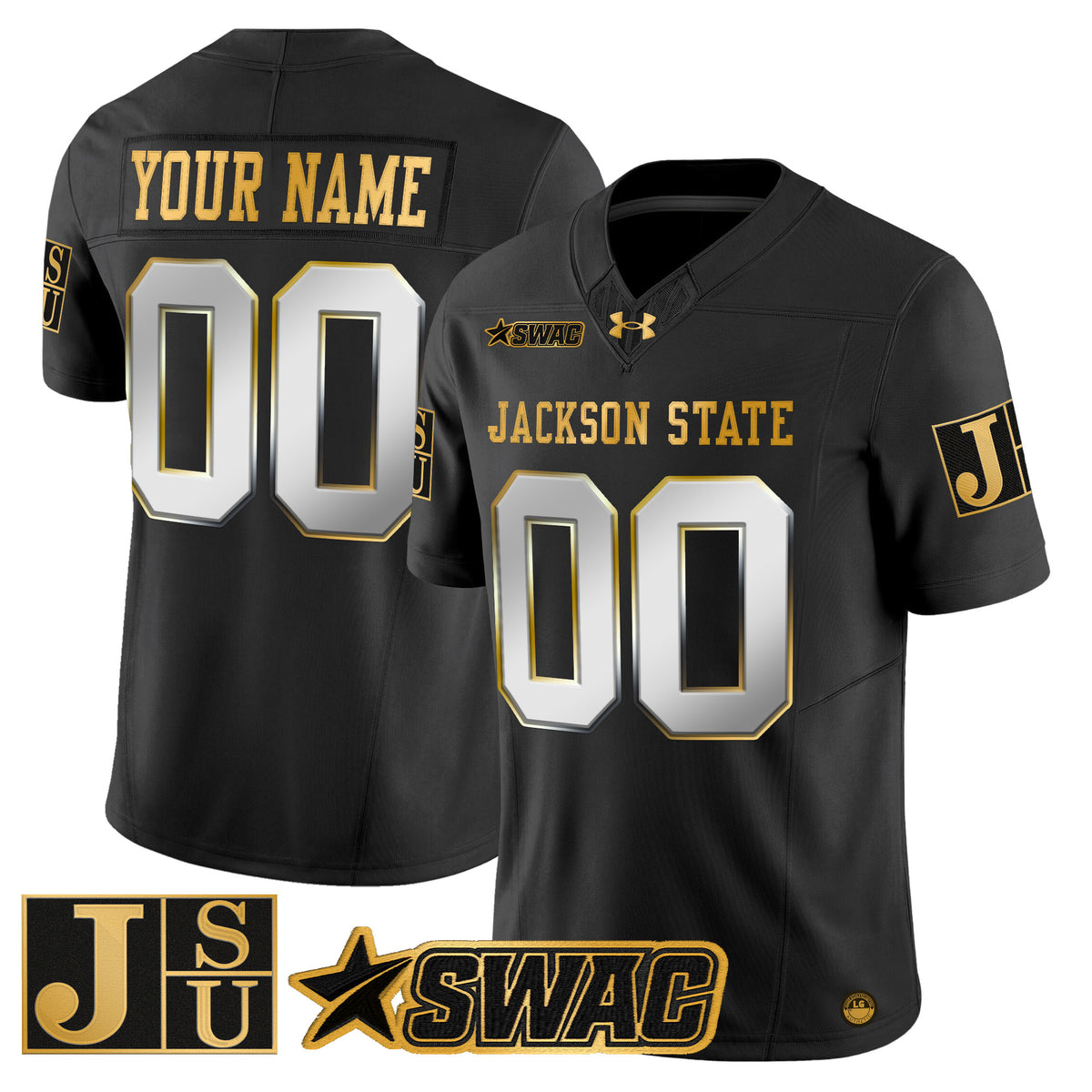 Jackson State Tigers 2025 Gold Vapor Limited Custom Jersey - All Stitched