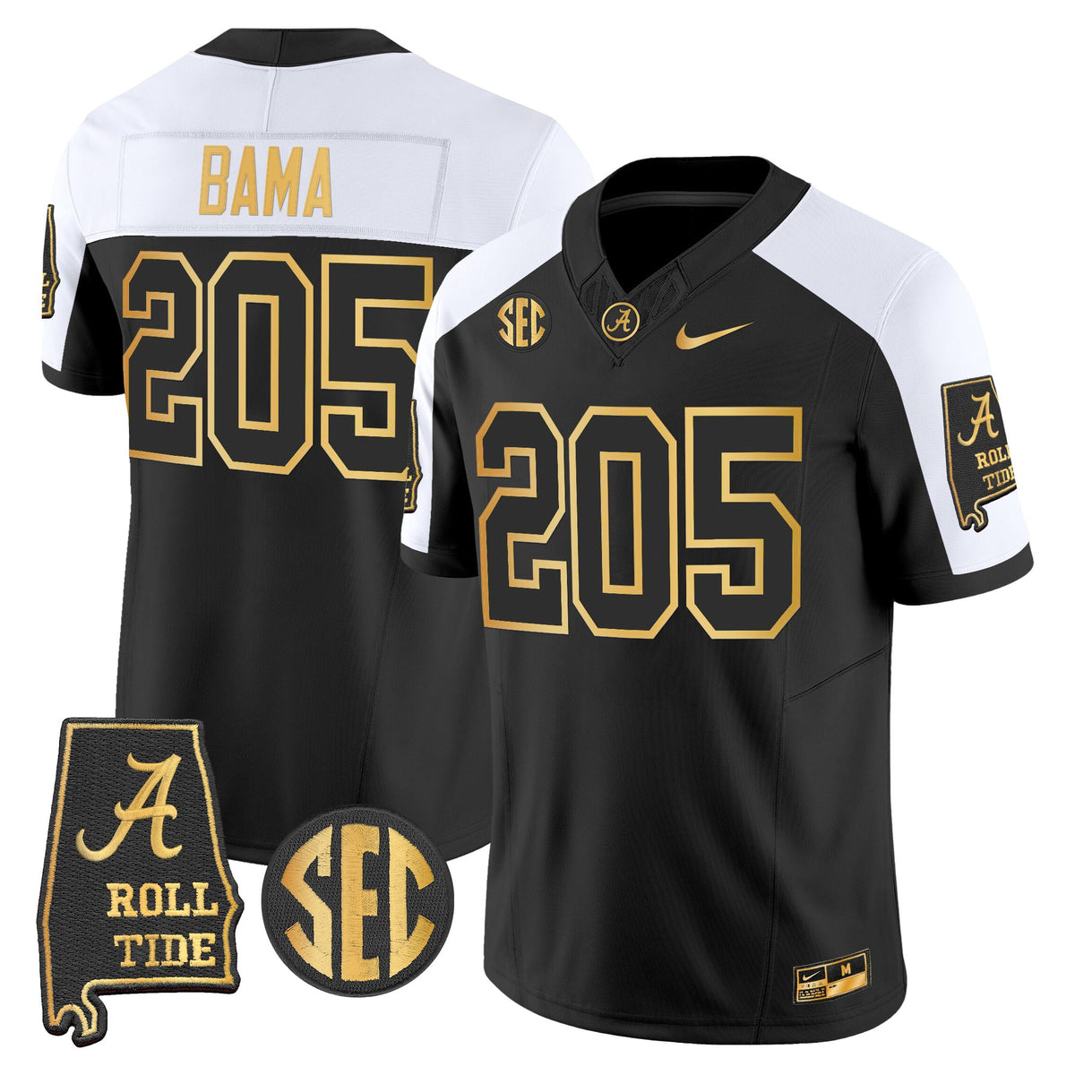 Men's Alabama Crimson Tide 2025 Gold Vapor Limited Jersey - Alabama Map - All Stitched