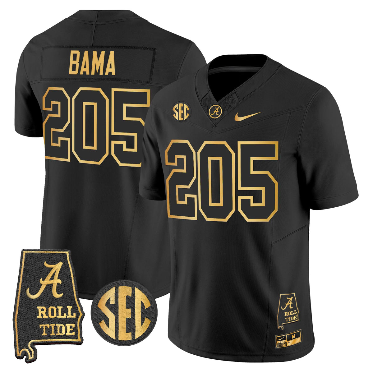 Men's Alabama Crimson Tide 2025 Gold Vapor Limited Jersey - Alabama Map - All Stitched