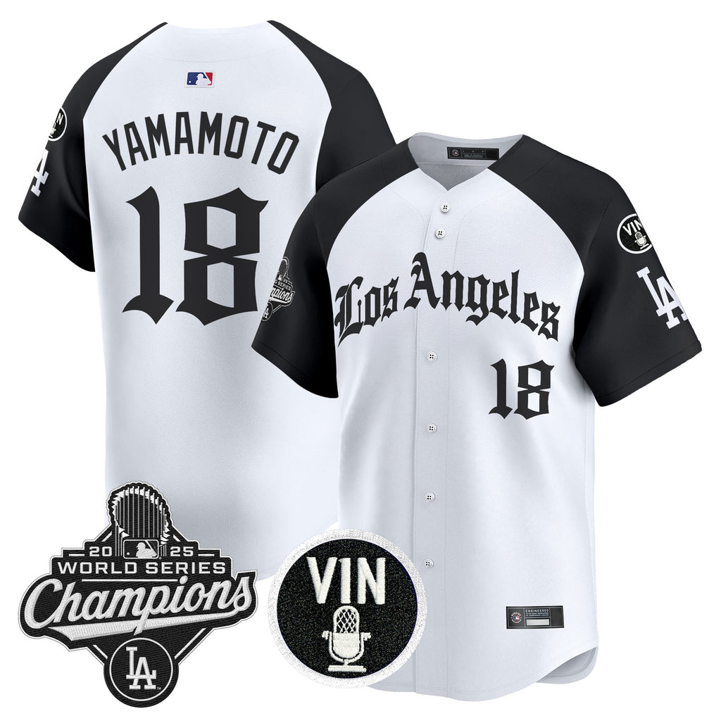 Men's Dodgers 2025 World Series Champions Vapor Premier Limited Jersey - LA Gothic Edition - All Stitched