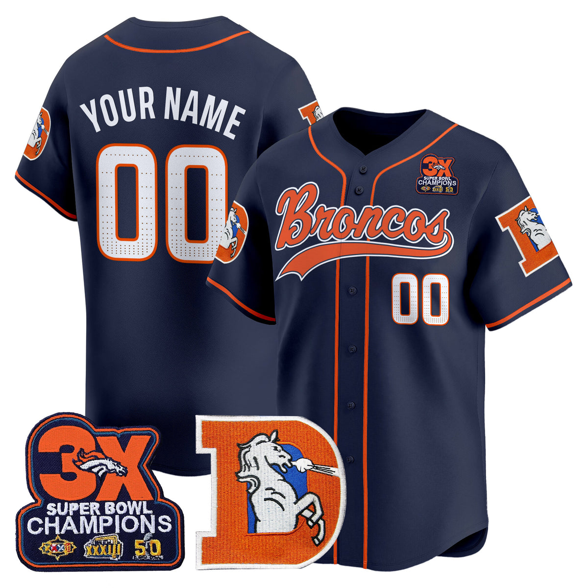 Denver Broncos Throwback Vapor Baseball Custom Jersey - All Stitched