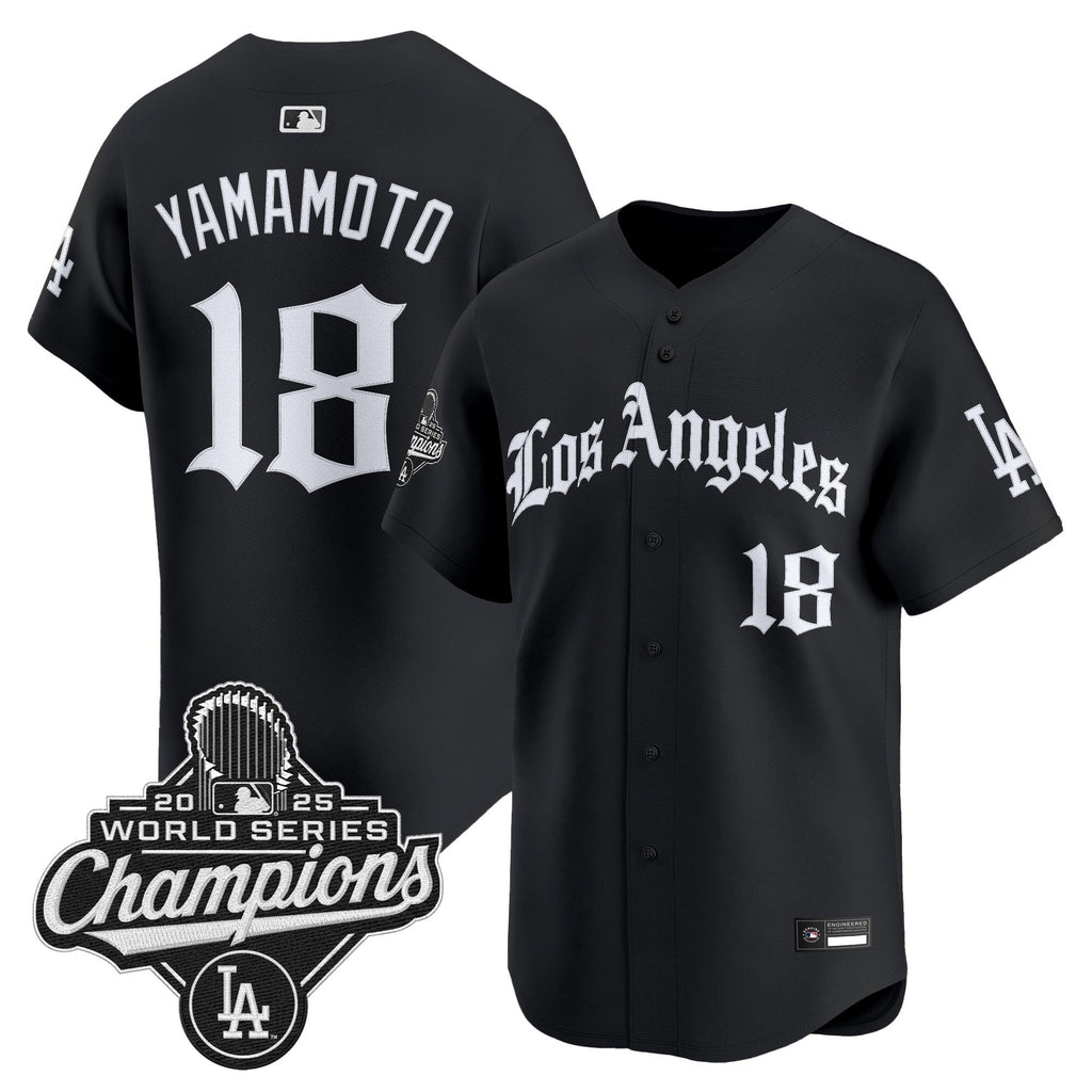 Men's Dodgers 2025 World Series Champions Vapor Premier Limited Jersey V2 - LA Gothic Edition - All Stitched