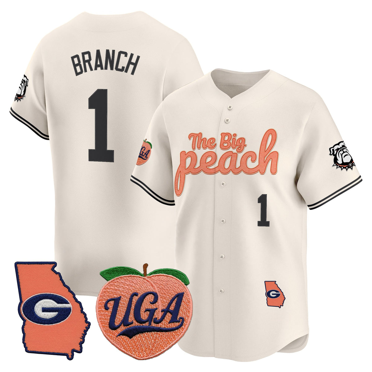 Men's Georgia Bulldogs The Big Peach Vapor Baseball Jersey - All stitched