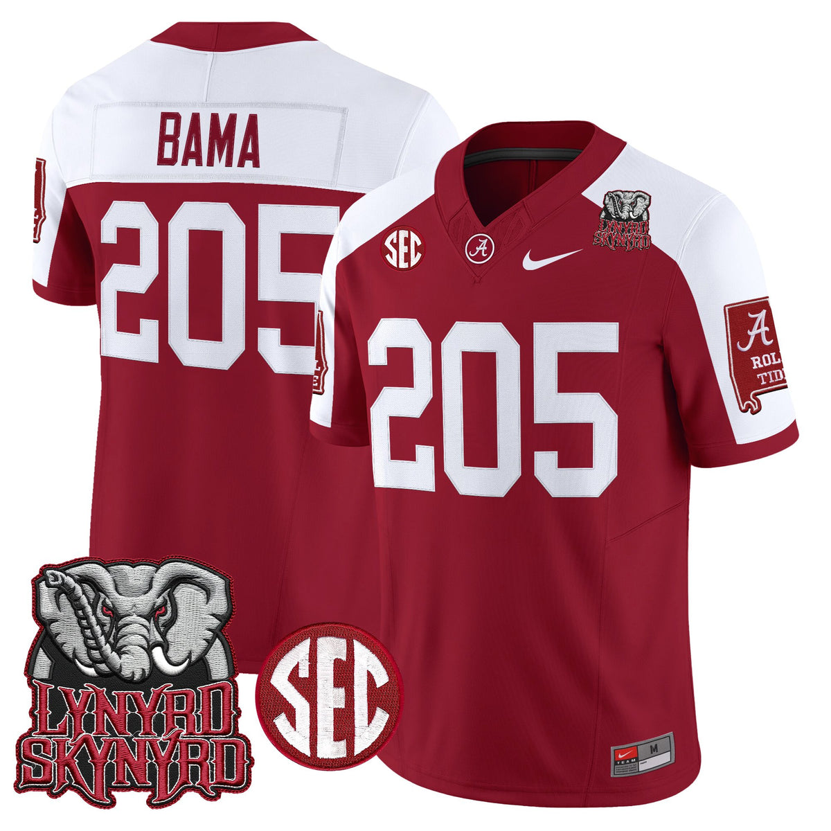 Men's Alabama Crimson Tide x Lynyrd Skynyrd Vapor Limited Jersey - Alabama Map - All Stitched