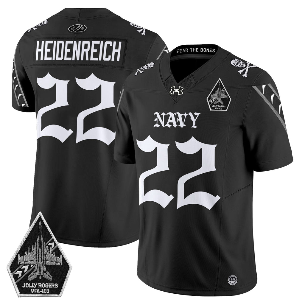 Men's Navy Midshipmen 'Jolly Rogers: Gothic Squadron Edition' Vapor Limited Jersey - All Stitched