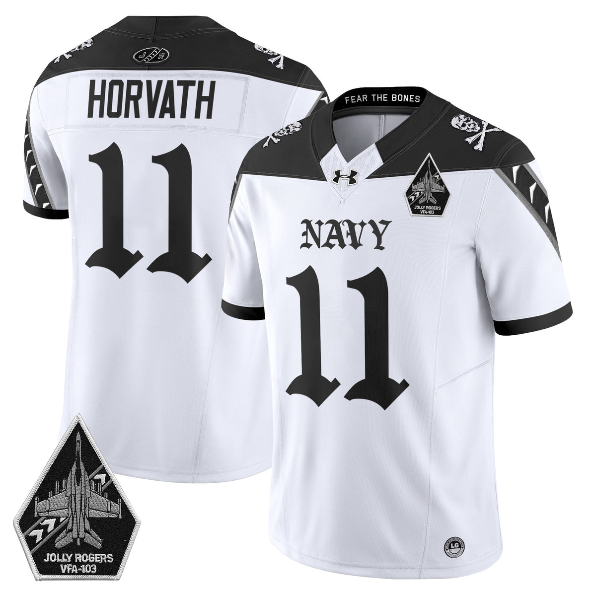 Men's Navy Midshipmen 'Jolly Rogers: Gothic Squadron Edition' Vapor Limited Jersey - All Stitched