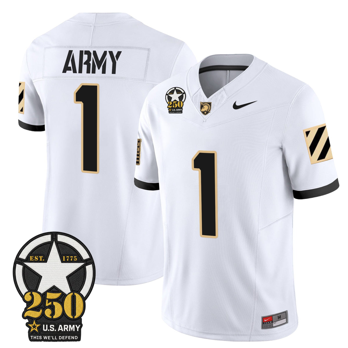 Men's Army Black Knights 250th Anniversary Patch Vapor Limited Jersey - All Stitched