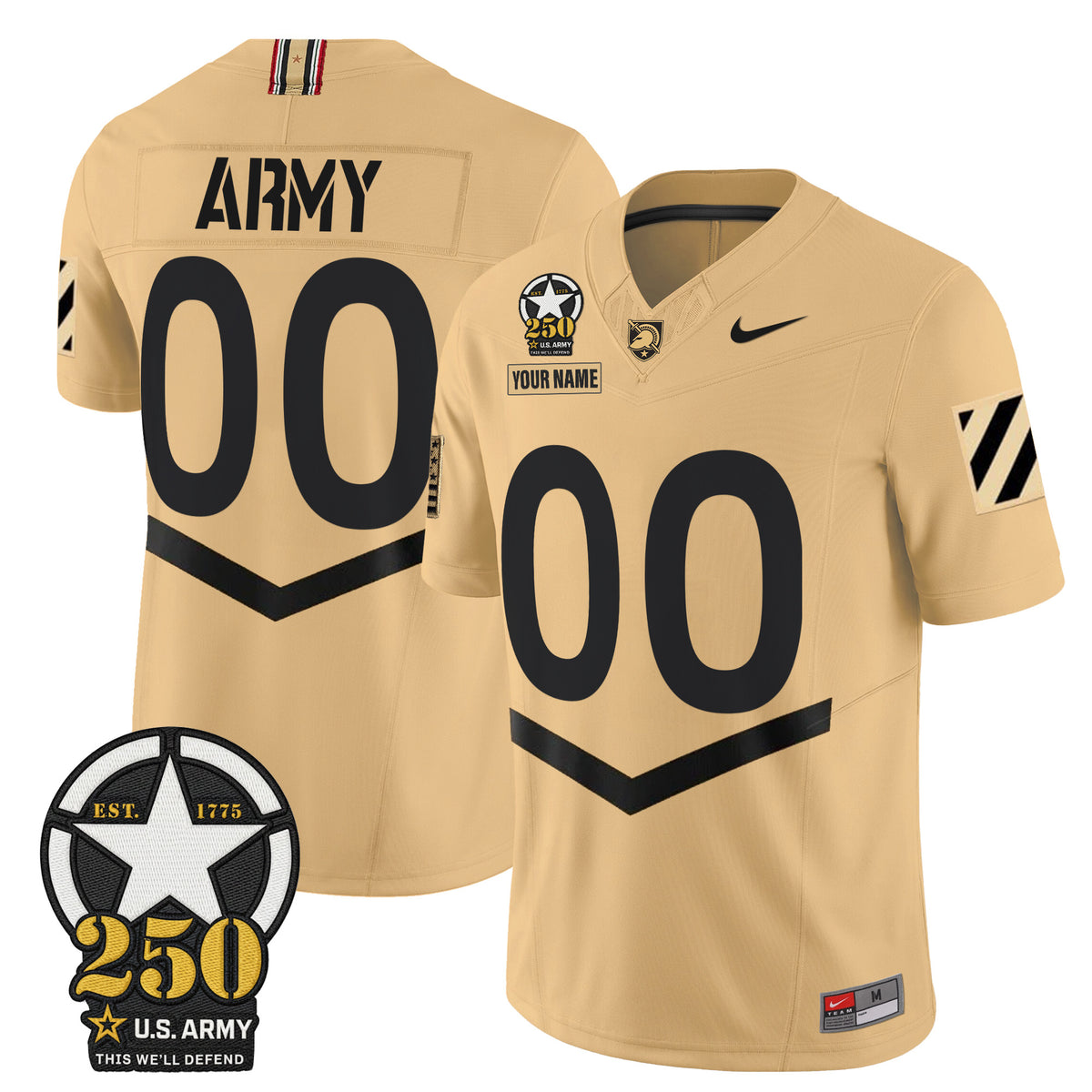 Army Black Knights 250th Anniversary Patch Vapor Limited Custom Jersey - All Stitched