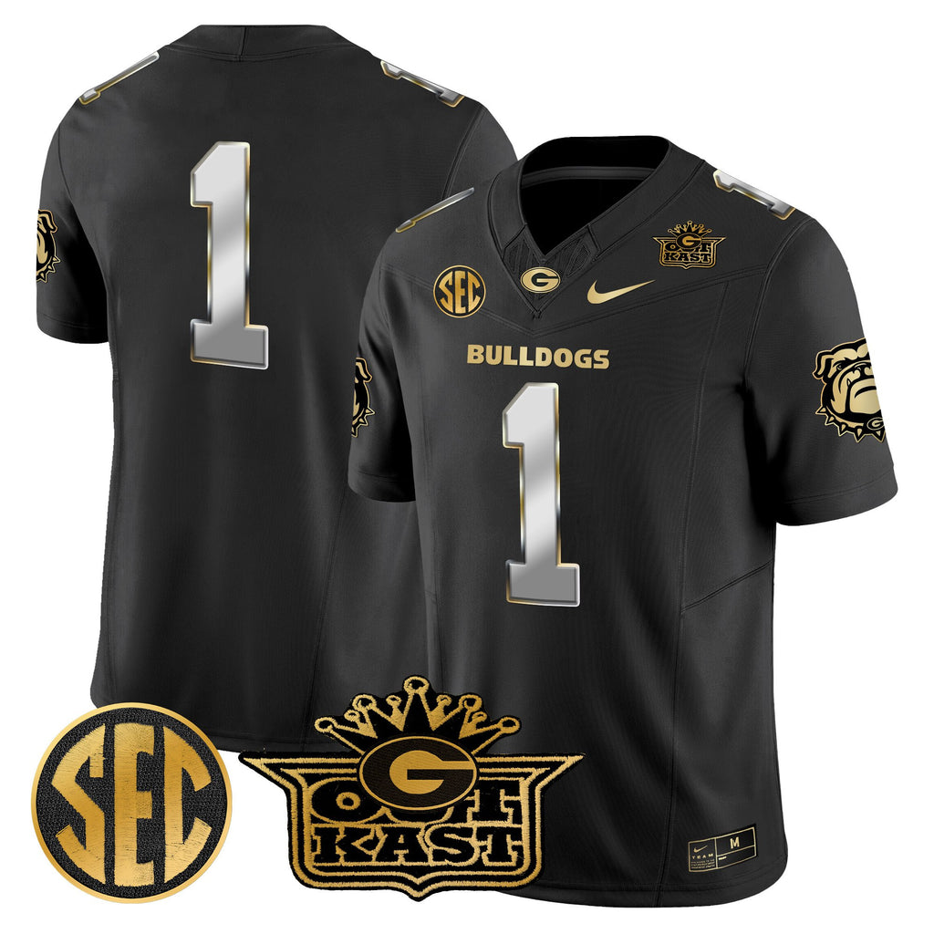 Men's Outkast x Georgia Bulldogs Gold Vapor Limited Jersey - All stitched