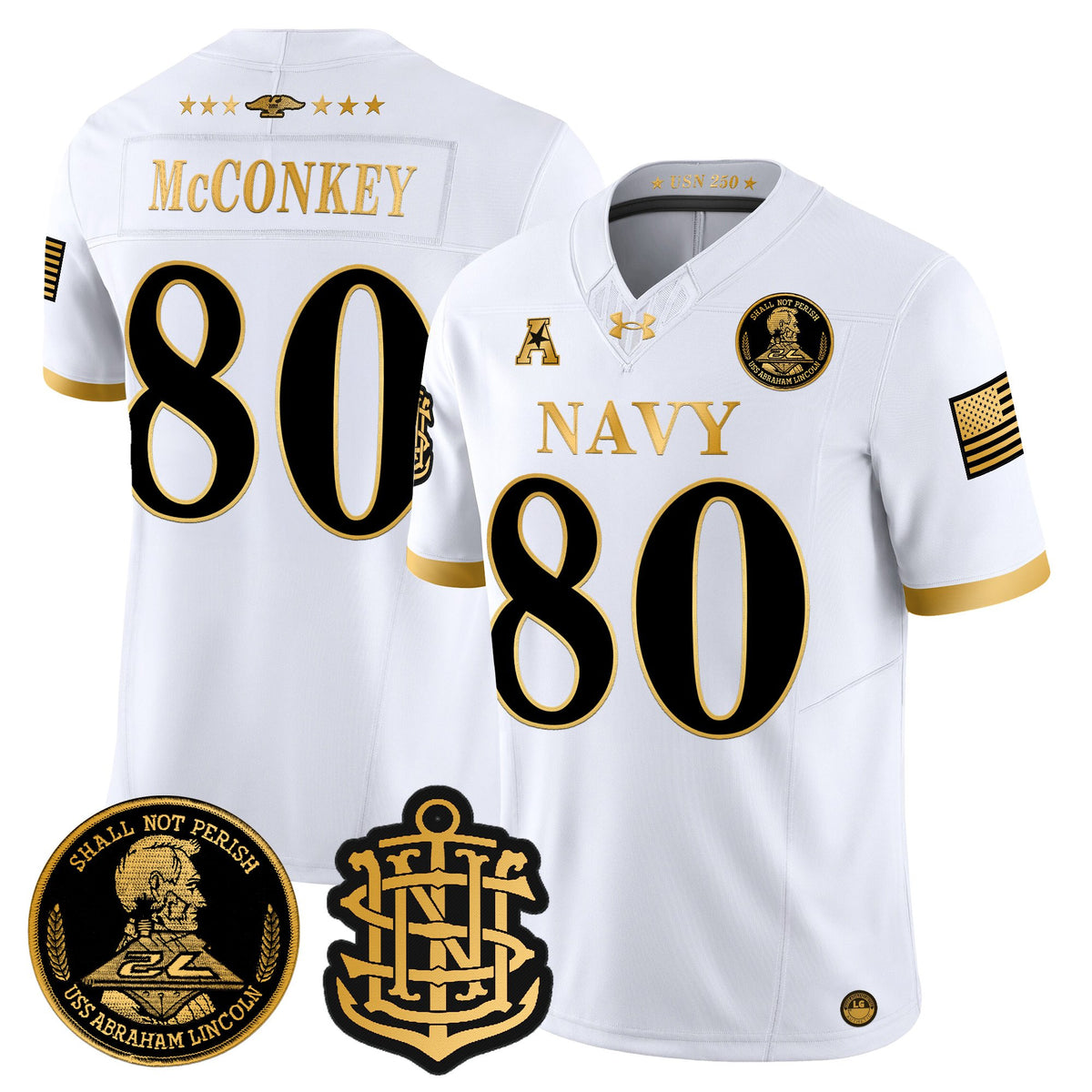 Men's Navy Midshipmen 250th Anniversary Gold Vapor Limited Jersey - All Stitched