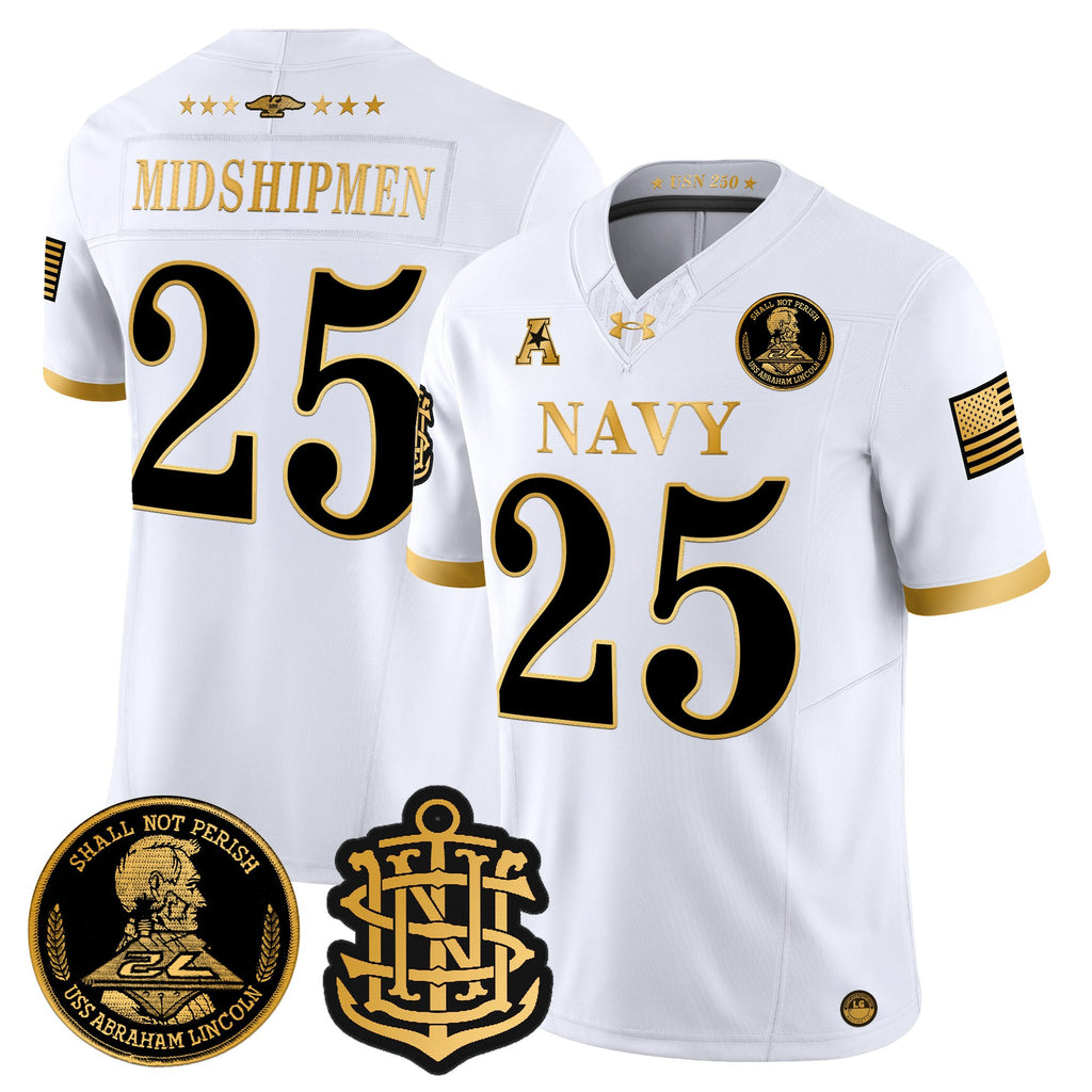 Men's Navy Midshipmen 250th Anniversary Gold Vapor Limited Jersey - All Stitched