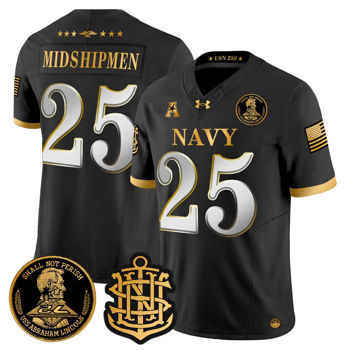 Men's Navy Midshipmen 250th Anniversary Gold Vapor Limited Jersey - All Stitched