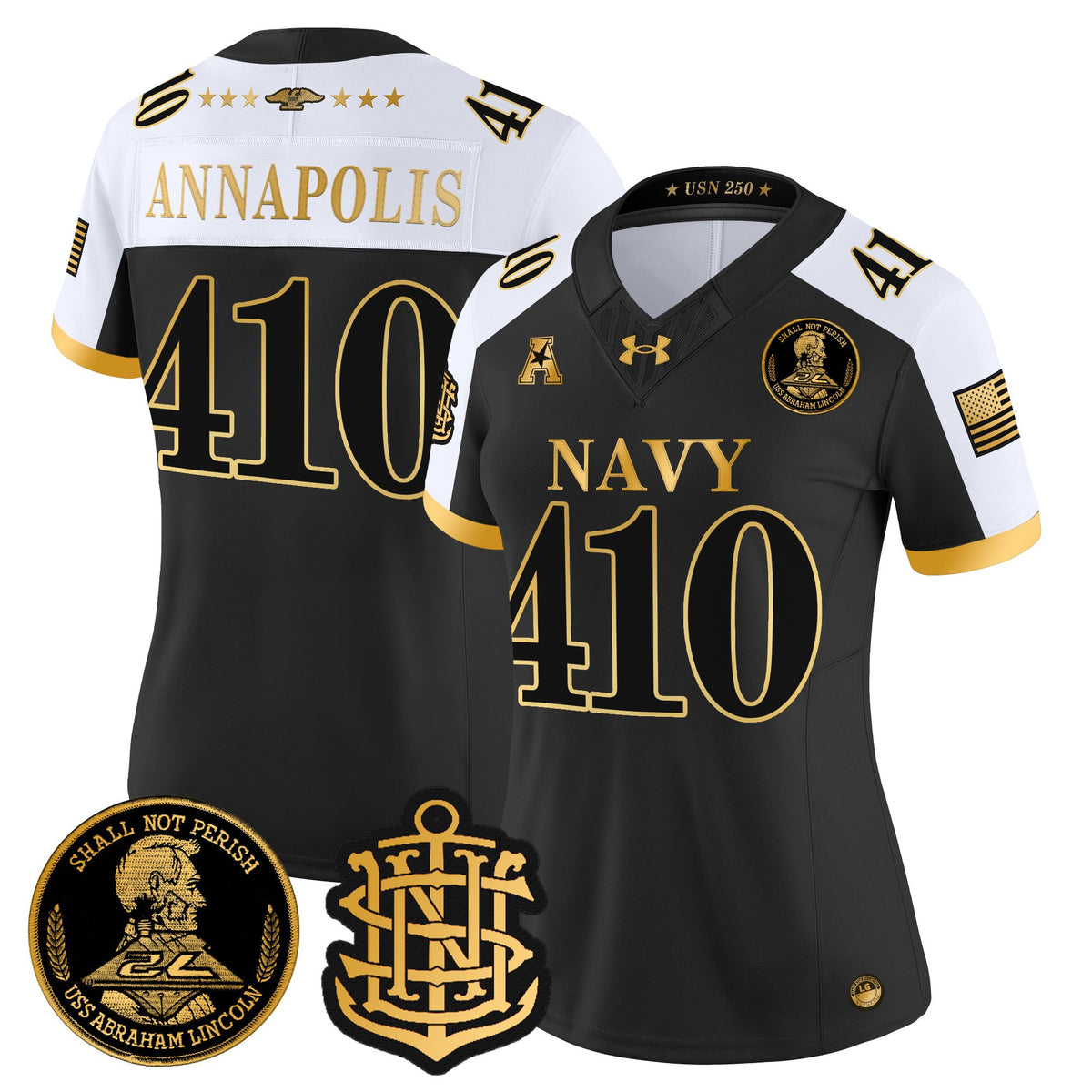 Women's Navy Midshipmen 250th Anniversary Gold Vapor Limited Jersey - All Stitched