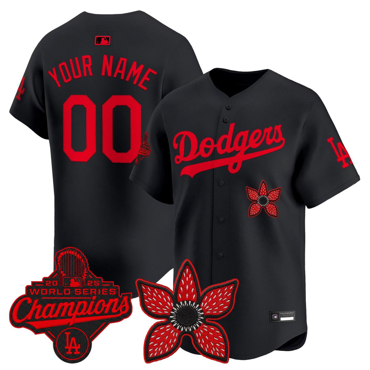 Dodgers 'Stranger Things Edition' Vapor Premier Custom Jersey - 2025 World Series Champions Patch - All Stitched