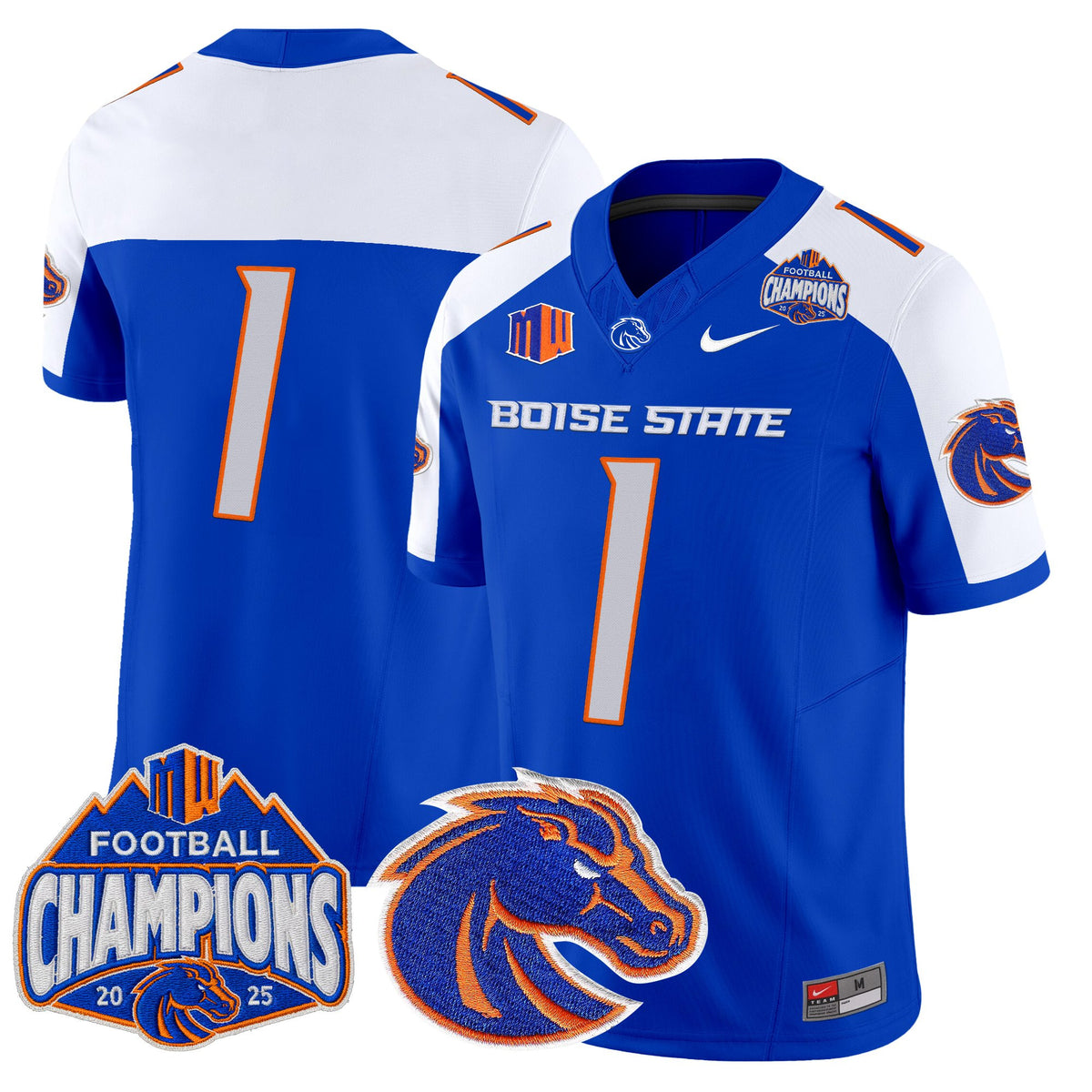 Men's Boise State Broncos 2025 Mountain West Football Champions Vapor Limited Jersey - All Stitched
