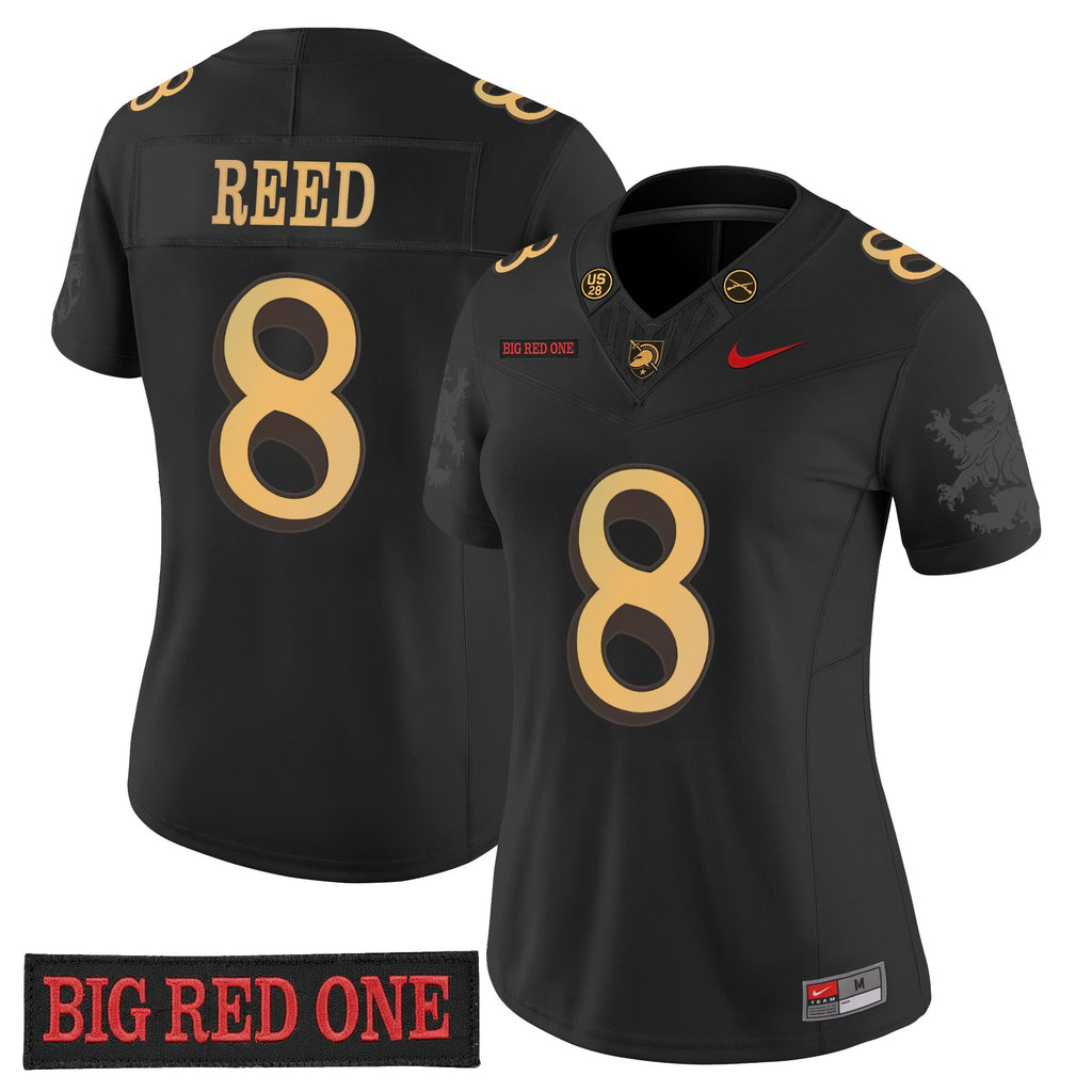Army Black Knights 'Big Red One Edition' Vapor Jersey - Stitched Numbers/Patches - Black Lion Graphic Sleeves