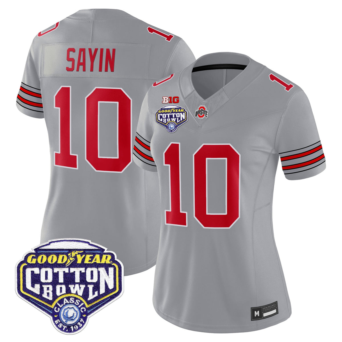 Women's Ohio State Buckeyes 'Heritage Stripe' Vapor Limited Jersey - 2025 Cotton Bowl Patch - All Stitched