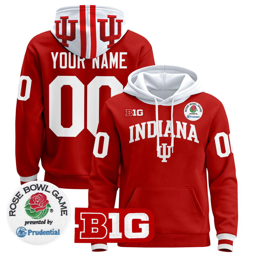 Indiana Hoosiers 2025 Rose Bowl Premium Custom Pullover Hoodie - All Stitched