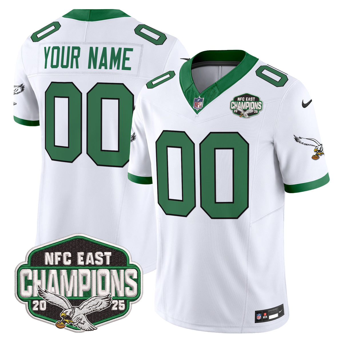 Philadelphia Eagles 2025 NFC East Division Champions Vapor Limited Custom Jersey - All Stitched