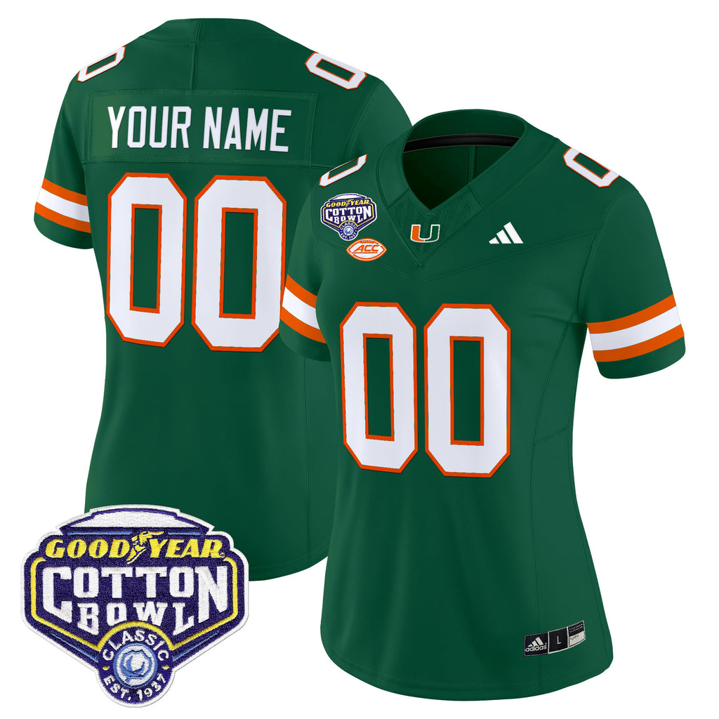 Miami Hurricanes 2025 Cotton Bowl Vapor Limited Custom Jersey - All Stitched