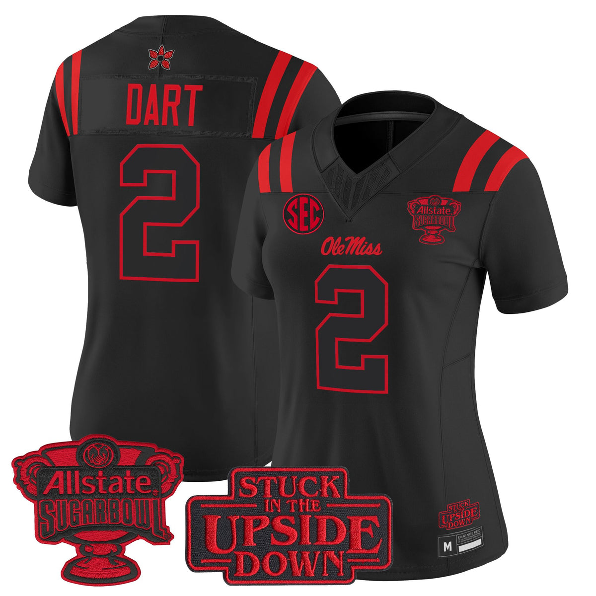 Women's Ole Miss Rebels 'Stranger Things Edition' Vapor Limited Jersey - 2026 Sugar Bowl Patch - All Stitched