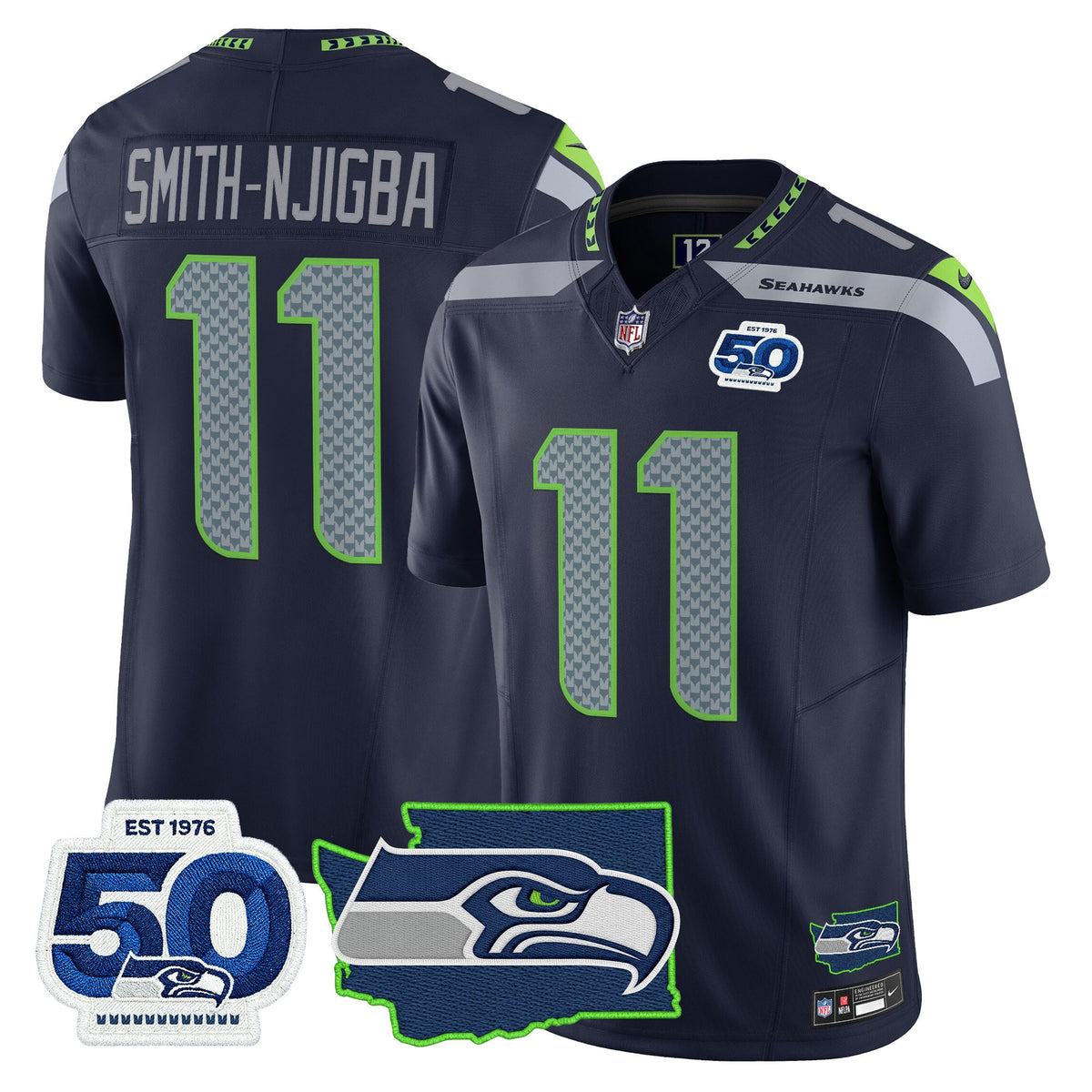 Men's Seattle Seahawks 50th Anniversary Patch Vapor Limited Jersey - All Stitched