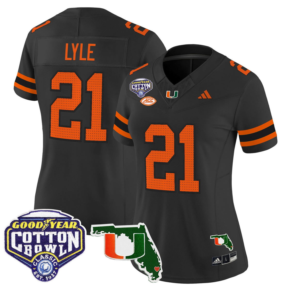 Women's Miami Hurricanes 2025 Cotton Bowl & Florida Patch Vapor Limited Jersey - All Stitched