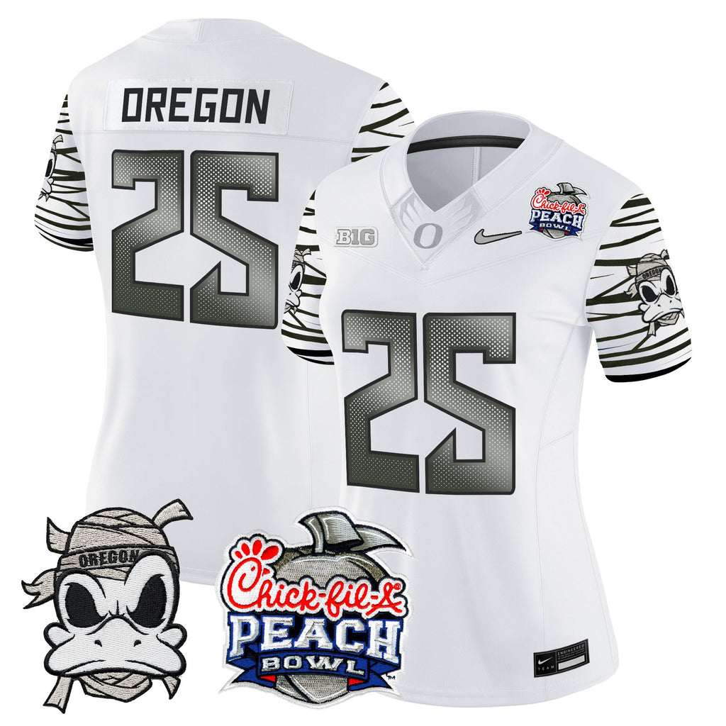 Women's Oregon Ducks "Mummy Duck" Vapor Limited Jersey - 2026 Peach Bowl Patch - All Stitched