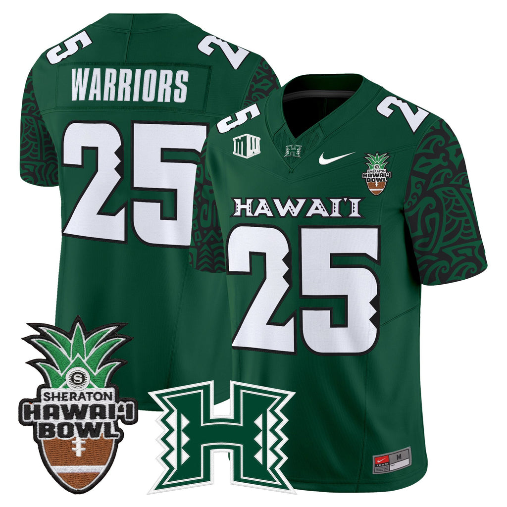 Men's Hawai'i Rainbow Warriors 2025 Hawai'i Pattern Vapor Limited Jersey - Hawai'i Bowl Patch - All Stitched