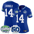 Women's Seattle Seahawks 2025 NFC West Division Champions & 50th Anniversary Patch Vapor Limited Jersey - All Stitched