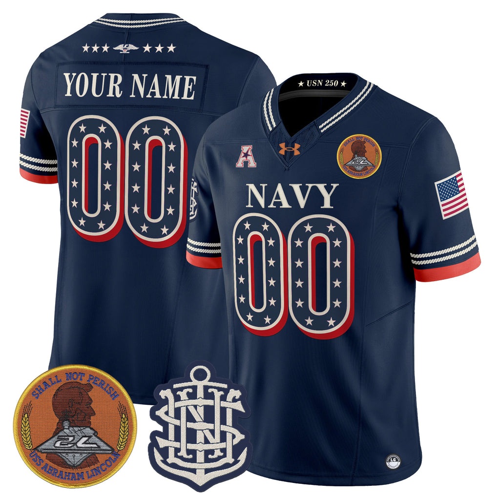 Navy Midshipmen 1776-2026 America Vapor Limited Custom Jersey - Stitched