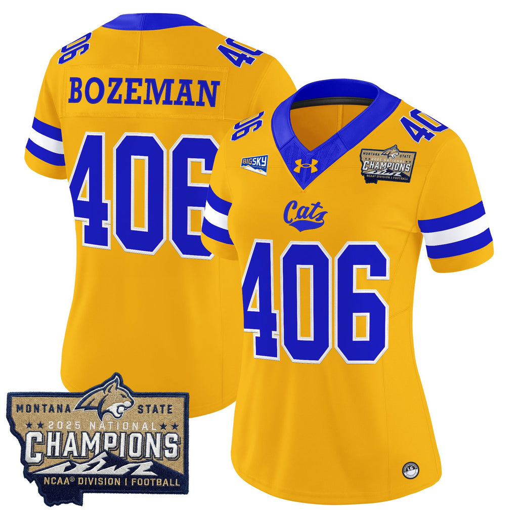 Women's Montana State Bobcats 2025 National Champions Vapor Limited Jersey - All Stitched