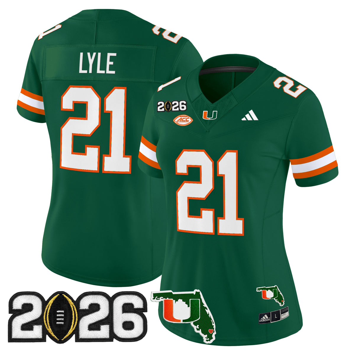 Women's Miami Hurricanes 2026 CFP Final & Florida Patch Vapor Limited Jersey - All Stitched