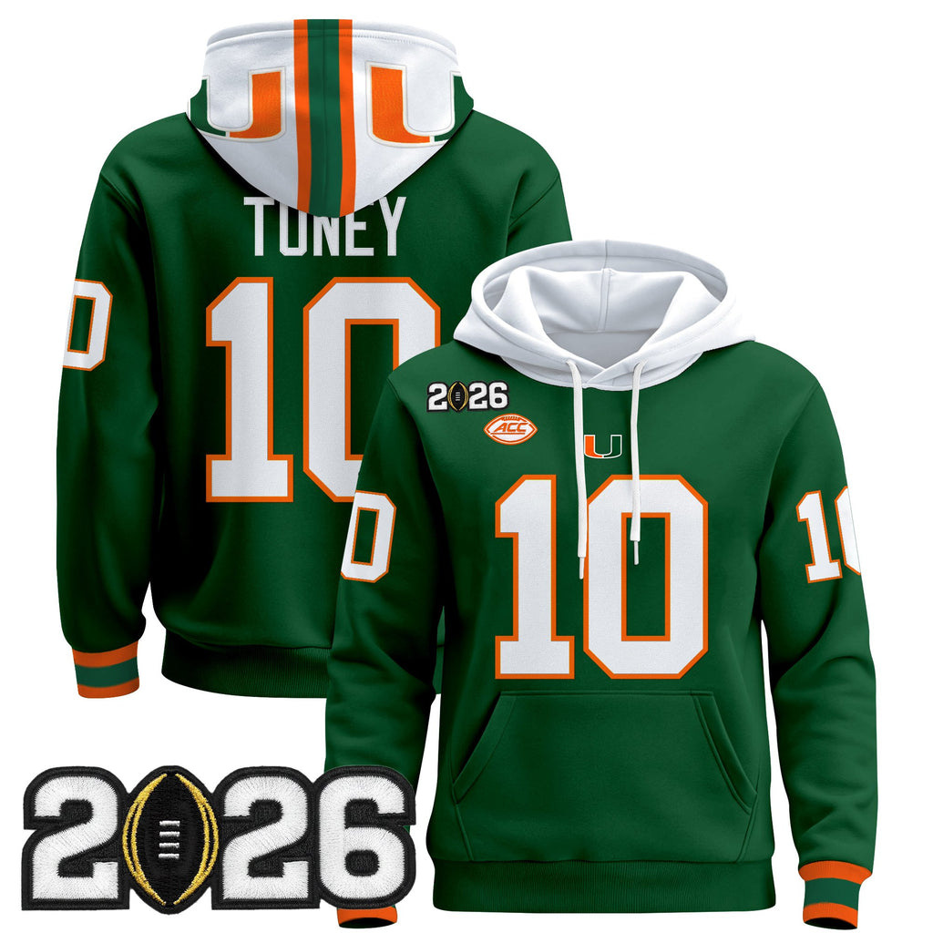 Men's Miami Hurricanes 2026 CFP Final Patch Premium Pullover Hoodie - All Stitched