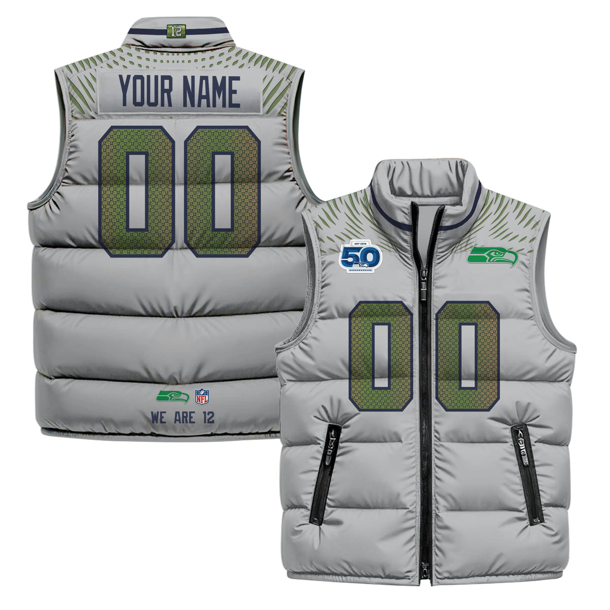 Seattle Seahawks 2026 Custom Puffer Vest