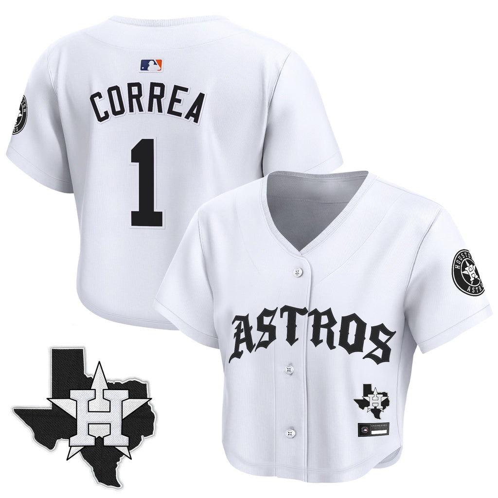 Women's Houston Astros 'Old English Edition' Crop Top Baseball Jersey - All Stitched