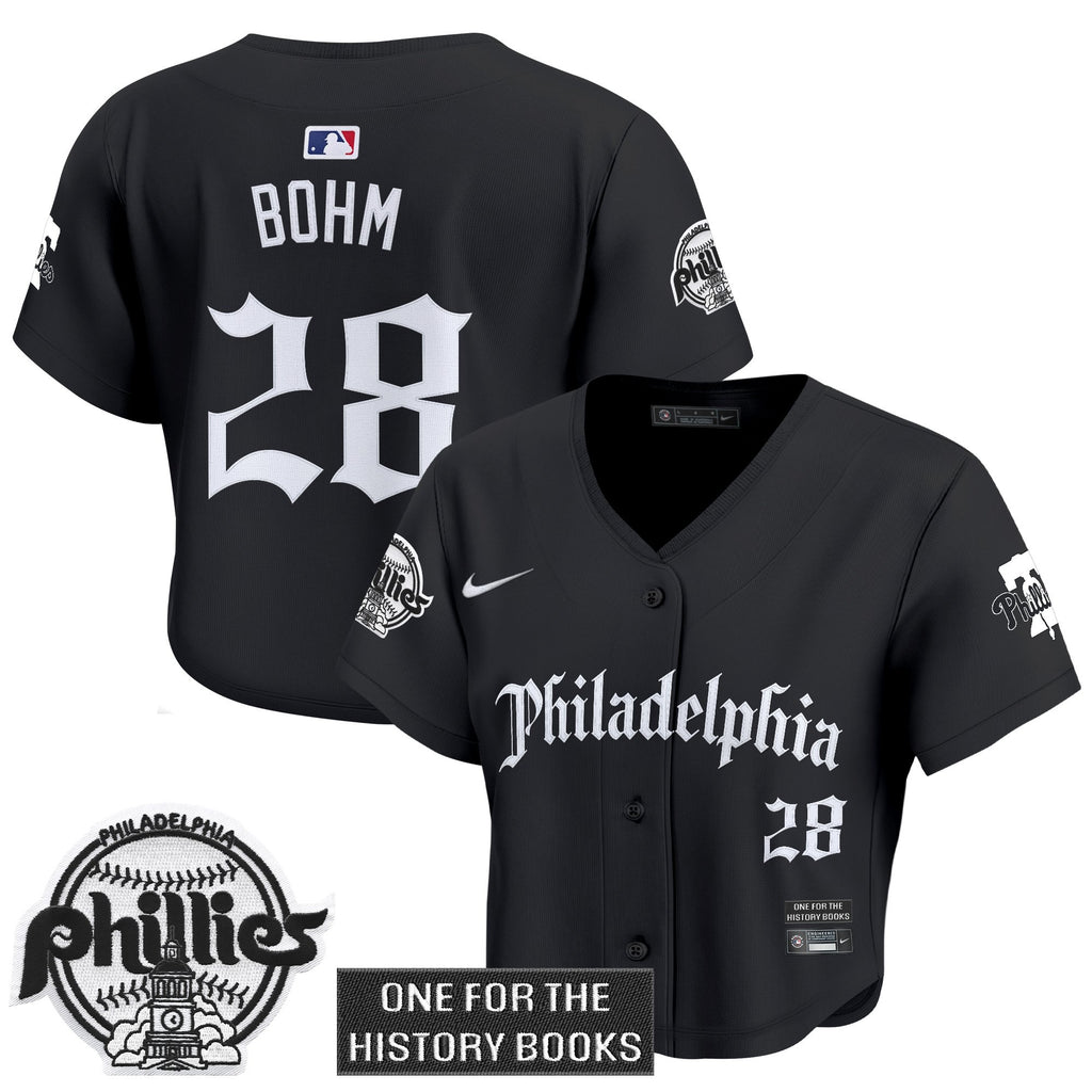 Women's Phillies 'Retro Newspaper Edition' Crop Top Baseball Jersey - All Stitched