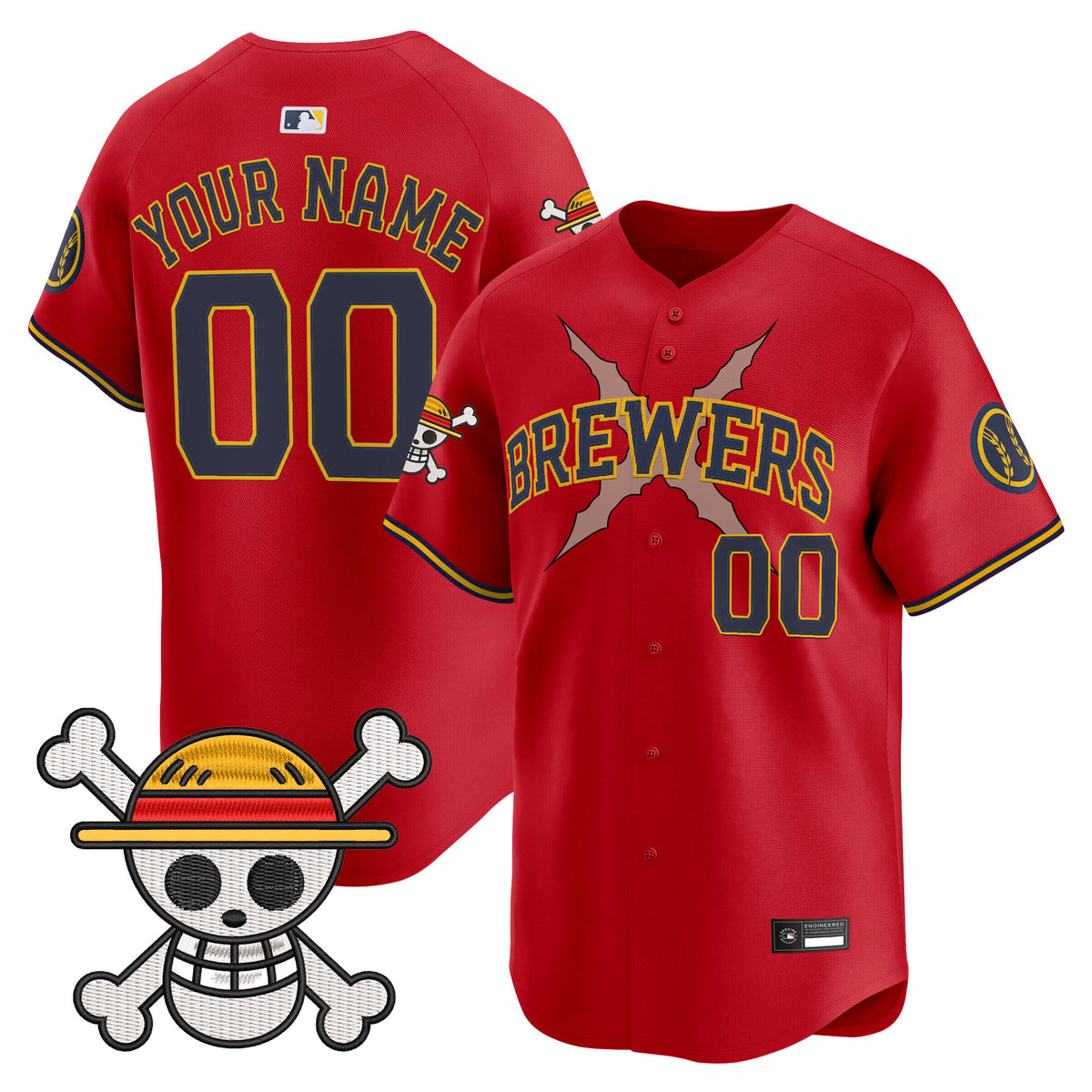 Milwaukee Brewers x One Piece Vapor Premier Limited Custom Jersey - Stitched