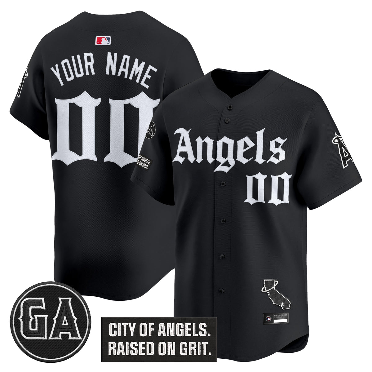 Los Angeles Angels 'Garret Anderson Tribute Patch' Vapor Premier Limited Custom Jersey - Gothic Edition - All Stitched