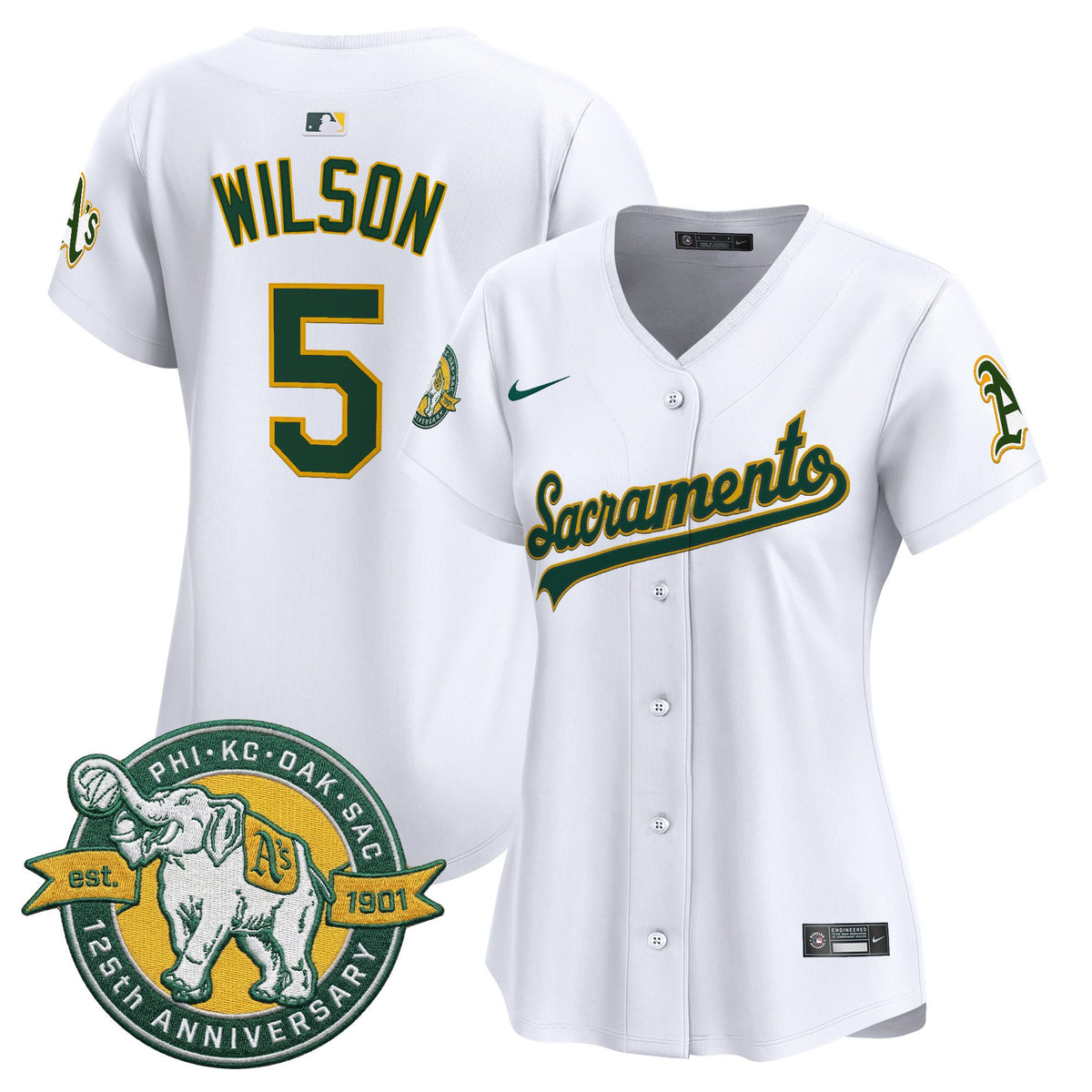 Women's Athletics 'Sacramento Edition' Vapor Premier Limited Jersey - 125th Anniversary Patch - All Stitched